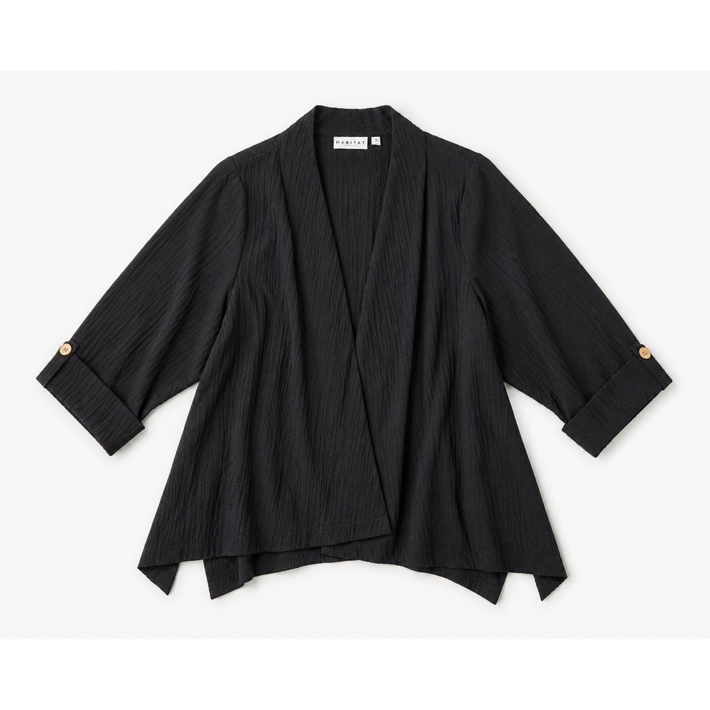 Habitat Clothes To Live In Black Textured Open Front Cardigan Jacket Small